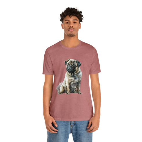 Loving Pug in Watercolor - Short Sleeve Tee